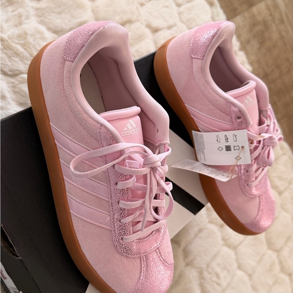 adidas Pink Suede Platform Sneakers with Gum Sole - Picture 5 of 7
